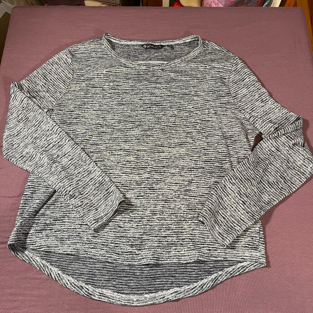 Athleta Breezy Long Sleeve light weight shirt with stripes- size small